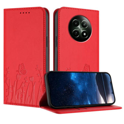 Tulips Butterfly Pattern Magnetic Vegan Leather Phone Case, For Realme 14x / C75 4G, For Realme 12 5G / 13 5G / 12x / Narzo 70x, For Realme 12 4G / 13 4G / 12+ / Narzo 70, For Realme 13 Pro / 13 Pro+, For Realme GT 6 / GT 6T                            ...