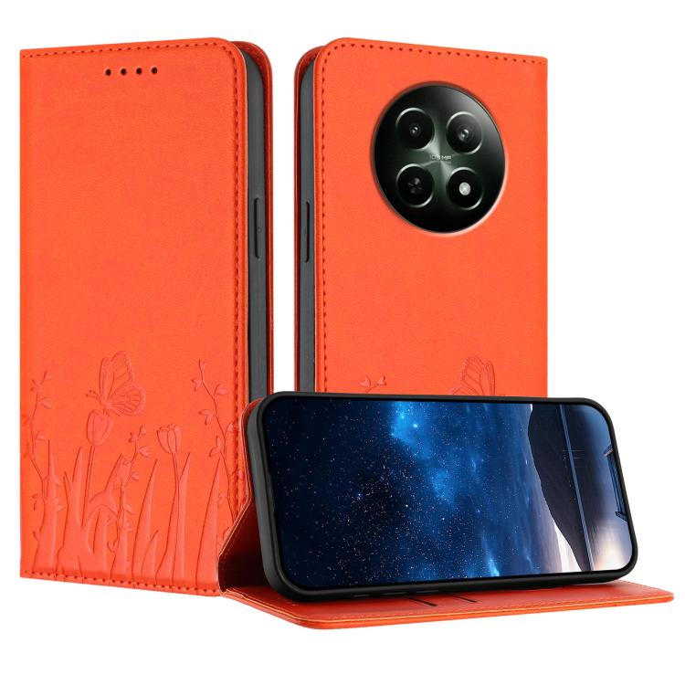Tulips Butterfly Pattern Magnetic Vegan Leather Phone Case, For Realme 14x / C75 4G, For Realme 12 5G / 13 5G / 12x / Narzo 70x, For Realme 12 4G / 13 4G / 12+ / Narzo 70, For Realme 13 Pro / 13 Pro+, For Realme GT 6 / GT 6T                            ...