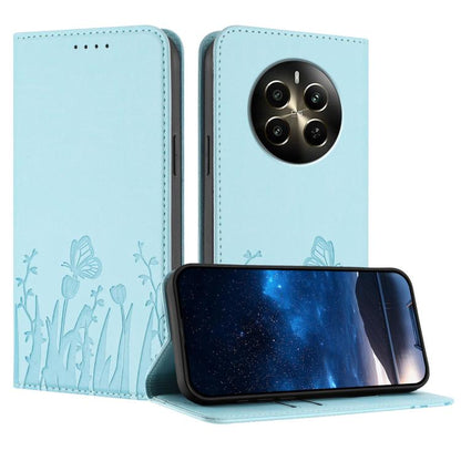 Tulips Butterfly Pattern Magnetic Vegan Leather Phone Case, For Realme 14x / C75 4G, For Realme 12 5G / 13 5G / 12x / Narzo 70x, For Realme 12 4G / 13 4G / 12+ / Narzo 70, For Realme 13 Pro / 13 Pro+, For Realme GT 6 / GT 6T                            ...