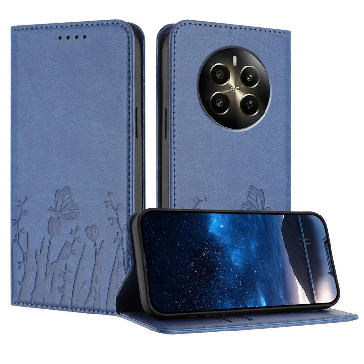 Tulips Butterfly Pattern Magnetic Vegan Leather Phone Case, For Realme 14x / C75 4G, For Realme 12 5G / 13 5G / 12x / Narzo 70x, For Realme 12 4G / 13 4G / 12+ / Narzo 70, For Realme 13 Pro / 13 Pro+, For Realme GT 6 / GT 6T                            ...
