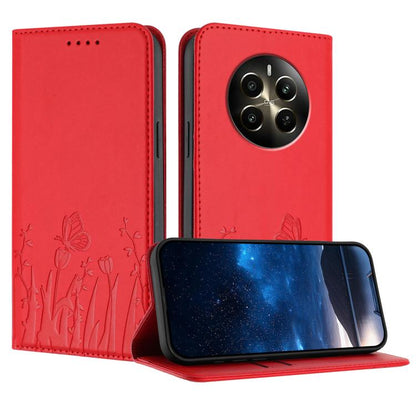 Tulips Butterfly Pattern Magnetic Vegan Leather Phone Case, For Realme 14x / C75 4G, For Realme 12 5G / 13 5G / 12x / Narzo 70x, For Realme 12 4G / 13 4G / 12+ / Narzo 70, For Realme 13 Pro / 13 Pro+, For Realme GT 6 / GT 6T                            ...