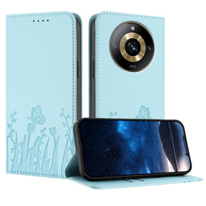 Tulips Butterfly Pattern Magnetic Vegan Leather Phone Case, For Realme 11 Pro, For Realme C65 4G, For Realme C55 / Narzo N55, For Realme C33 2022 / C33 2023, For Realme 10 Pro, For Realme 10 Pro+, For Realme 10 4G, For Realme C30 / C30s / Narzo 50i Pri...