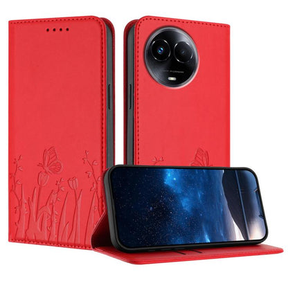 Tulips Butterfly Pattern Magnetic Vegan Leather Phone Case, For Realme 14x / C75 4G, For Realme 12 5G / 13 5G / 12x / Narzo 70x, For Realme 12 4G / 13 4G / 12+ / Narzo 70, For Realme 13 Pro / 13 Pro+, For Realme GT 6 / GT 6T                            ...