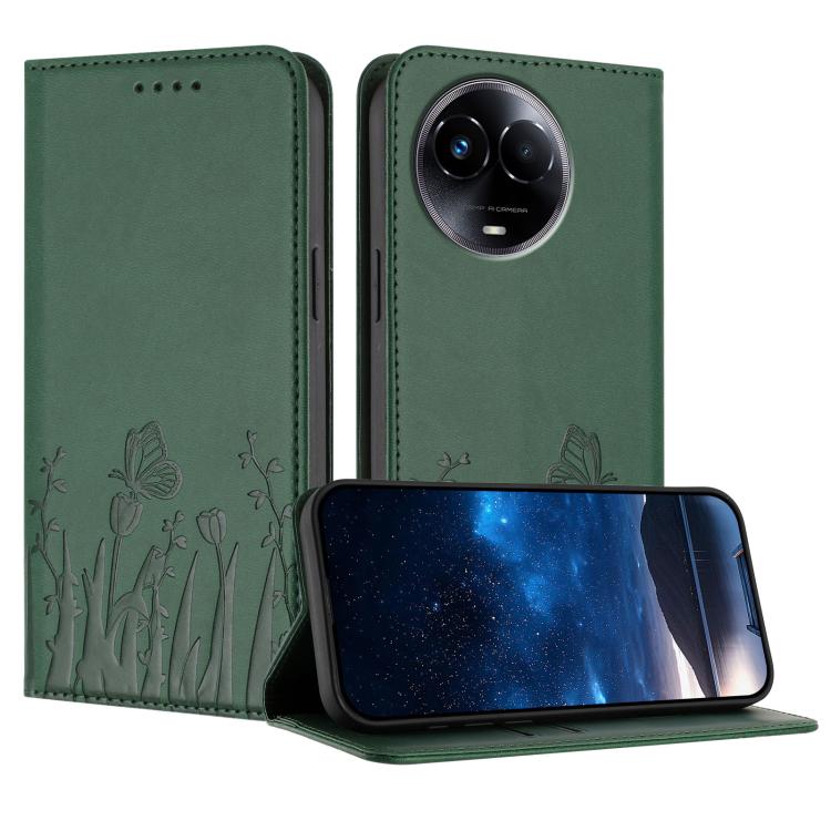 Tulips Butterfly Pattern Magnetic Vegan Leather Phone Case, For Realme 14x / C75 4G, For Realme 12 5G / 13 5G / 12x / Narzo 70x, For Realme 12 4G / 13 4G / 12+ / Narzo 70, For Realme 13 Pro / 13 Pro+, For Realme GT 6 / GT 6T                            ...