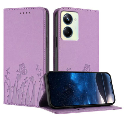 Tulips Butterfly Pattern Magnetic Vegan Leather Phone Case, For Realme 11 Pro, For Realme C65 4G, For Realme C55 / Narzo N55, For Realme C33 2022 / C33 2023, For Realme 10 Pro, For Realme 10 Pro+, For Realme 10 4G, For Realme C30 / C30s / Narzo 50i Pri...