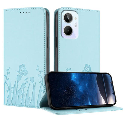 Tulips Butterfly Pattern Magnetic Vegan Leather Phone Case, For Realme 11 Pro, For Realme C65 4G, For Realme C55 / Narzo N55, For Realme C33 2022 / C33 2023, For Realme 10 Pro, For Realme 10 Pro+, For Realme 10 4G, For Realme C30 / C30s / Narzo 50i Pri...