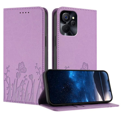 Tulips Butterfly Pattern Magnetic Vegan Leather Phone Case, For Realme 11 Pro, For Realme C65 4G, For Realme C55 / Narzo N55, For Realme C33 2022 / C33 2023, For Realme 10 Pro, For Realme 10 Pro+, For Realme 10 4G, For Realme C30 / C30s / Narzo 50i Pri...
