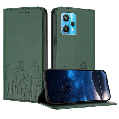 Tulips Butterfly Pattern Magnetic Vegan Leather Phone Case, For Realme 9 4G / Realme 9 Pro+, For Realme 9 5G / Realme 9 Pro