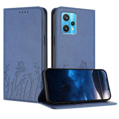Tulips Butterfly Pattern Magnetic Vegan Leather Phone Case, For Realme 9 4G / Realme 9 Pro+, For Realme 9 5G / Realme 9 Pro