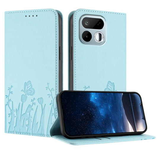 Tulips Butterfly Pattern Magnetic Vegan Leather Phone Case, For Realme 16T 5G, For Realme C100 4G, For Realme P4 Power 5G, For Realme Note 80 4G, For Realme Neo8 5G, For Realme 16 5G, For Realme 16 Pro+ 5G, For Realme 16 Pro 5G, For Realme GT 8 Pro Global