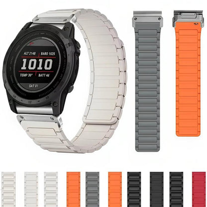 Three Beads Magnetic Silicone Watch Band, For Garmin 26mm, For Garmin 22mm, For Garmin 20mm