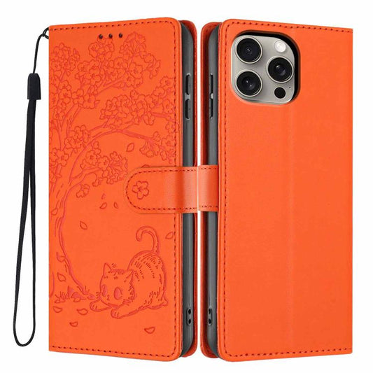 Tree Cat Embossed Flip Vegan Leather Phone Case, For iPhone 15 Pro, For iPhone 15 Plus, For iPhone 15, For iPhone 14 Plus, For iPhone 14, For iPhone 14 Pro, For iPhone 14 Pro Max, For iPhone 13 Pro Max, For iPhone 13 Pro, For iPhone 13