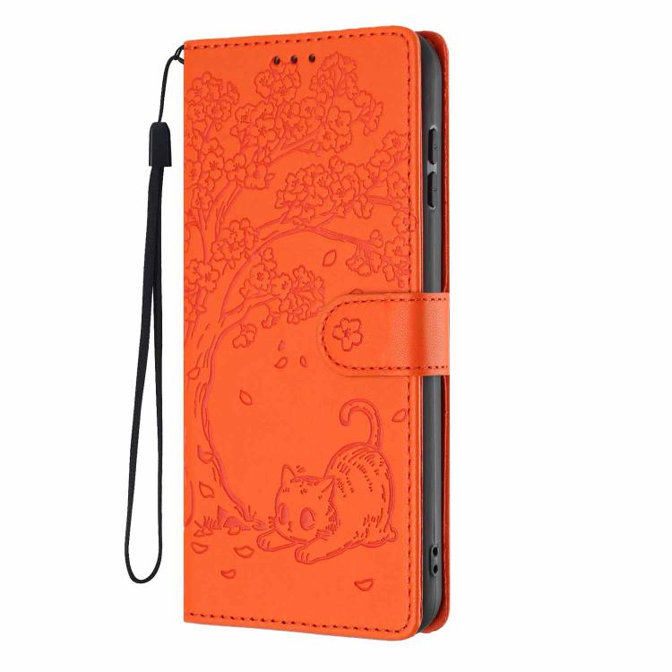 Tree Cat Embossed Flip Vegan Leather Phone Case, For Google Pixel 6a