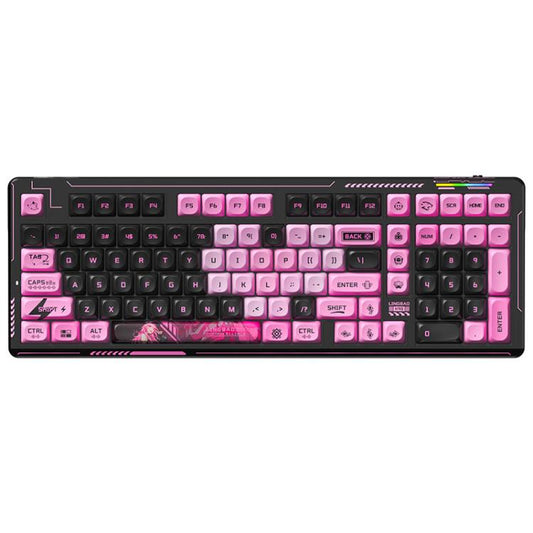 LINGBAO K98 101 Keys Triple-mode Wireless Game Keyboard, Black Pink-Flower Field Axis, Black Red-Red Rabbit Axis, White-Glazed Tile Axis, Blackberry Powder-Red Rabbit Axis Pro, Blackberry Powder-Glazed Tile Axis, White Purple-Flower Field Axis