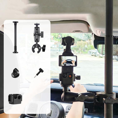 In-Car Camera Adjustable Mount Support Pole Extension Rod, 52-81.5cm Basic, 70-121cm Extended, Basic 4 in 1 Set with Crab Clip, Extend 4 in 1 Set with Crab Clip, Basic 5 in 1 Set with Clip Pocket Frame, Extend 5 in 1 Set with Clip Pocket Frame         ...