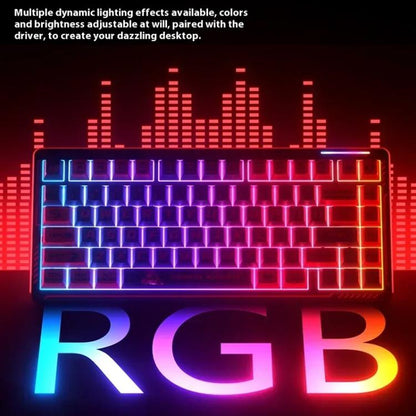 LINGBAO K75 82 Keys Triple-Mode Wireless Mechanical Keyboard, Blue White-Smoky Purple Axis