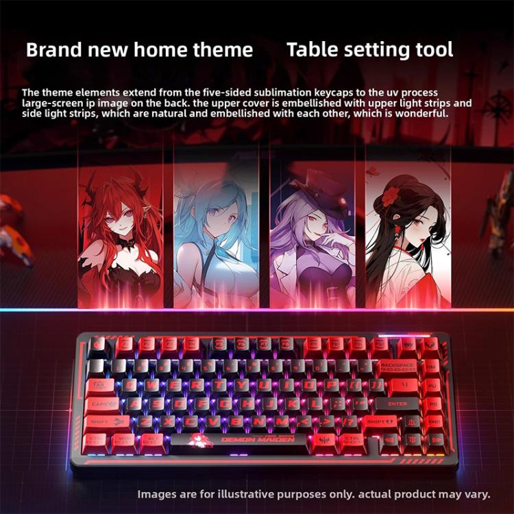 LINGBAO K75 82 Keys Triple-Mode Wireless Mechanical Keyboard, Blue White-Smoky Purple Axis