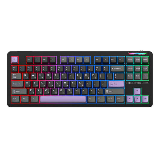 Clavier mécanique LINGBAO K87 Tri-Mode Hot Swap, axe bois gris-noir, axe bois blanc-gris noir