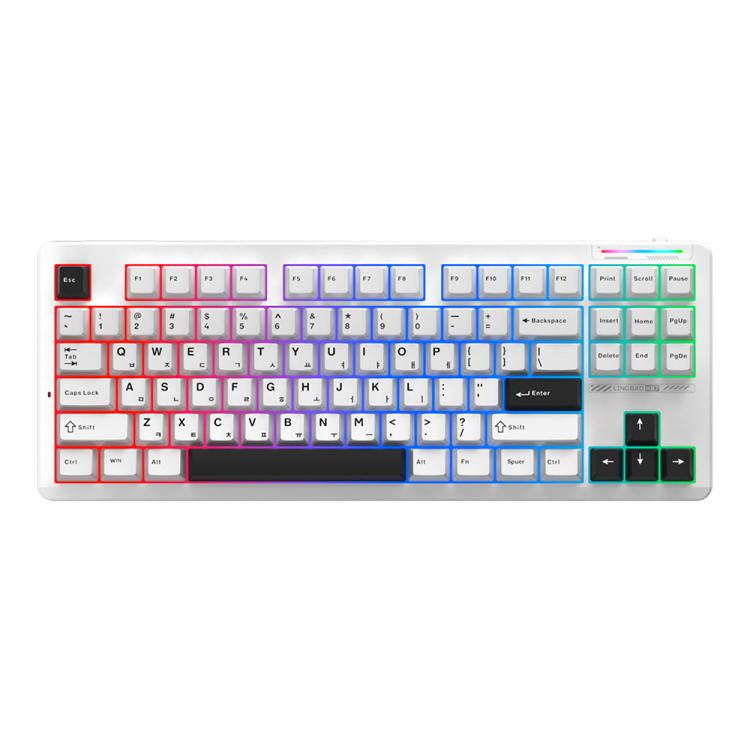 Teclado Mecânico LingBao K87 TKL Tri-Mode Preto/Branco