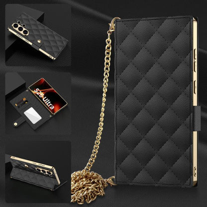 GKK Plating Diamond Texture Leather Phone Case With Crossbody Chain, For Samsung Galaxy S26 Ultra 5G
