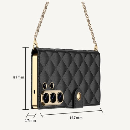 GKK Plating Diamond Texture Leather Phone Case With Crossbody Chain, For Samsung Galaxy S26 Ultra 5G