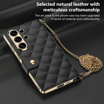 GKK Plating Diamond Texture Leather Phone Case With Crossbody Chain, For Samsung Galaxy S26 Ultra 5G