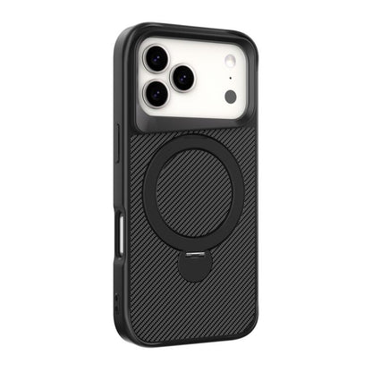 Carbon Fiber Texture 360 MagSafe Holder Phone Case, For iPhone 17 Pro Max
