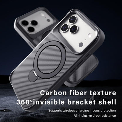 Carbon Fiber Texture 360 MagSafe Holder Phone Case, For iPhone 17 Pro Max