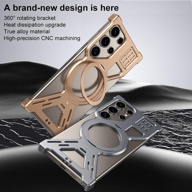 Armor 360 Holder Frameless Alloy MagSafe Phone Case, For Samsung Galaxy S26 Ultra 5G, For Samsung Galaxy S25 Ultra 5G, For Samsung Galaxy S24 Ultra 5G, For Samsung Galaxy S23 Ultra 5G
