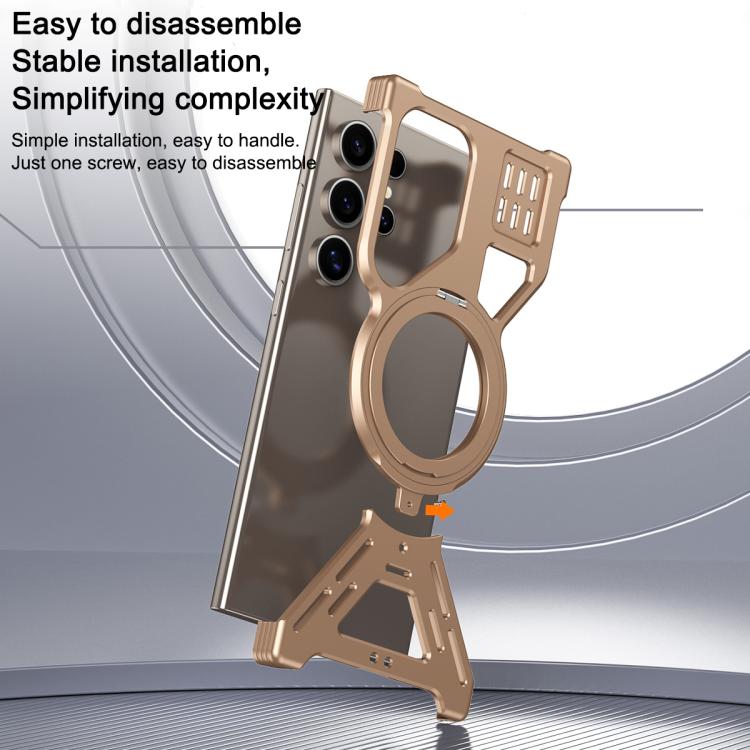 Armor 360 Holder Frameless Alloy MagSafe Phone Case, For Samsung Galaxy S26 Ultra 5G, For Samsung Galaxy S25 Ultra 5G, For Samsung Galaxy S24 Ultra 5G, For Samsung Galaxy S23 Ultra 5G
