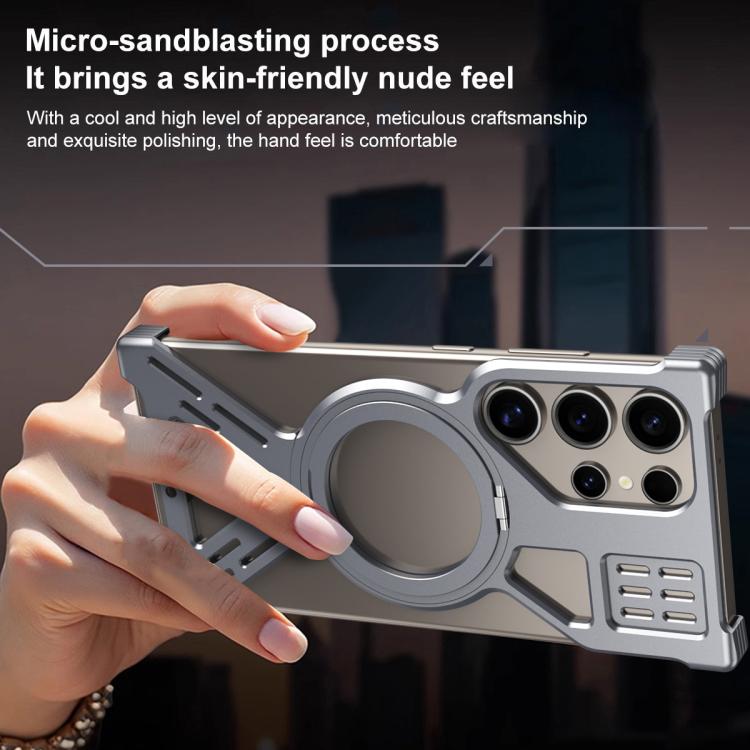 Armor 360 Holder Frameless Alloy MagSafe Phone Case, For Samsung Galaxy S26 Ultra 5G, For Samsung Galaxy S25 Ultra 5G, For Samsung Galaxy S24 Ultra 5G, For Samsung Galaxy S23 Ultra 5G