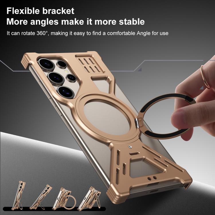 Armor 360 Holder Frameless Alloy MagSafe Phone Case, For Samsung Galaxy S26 Ultra 5G, For Samsung Galaxy S25 Ultra 5G, For Samsung Galaxy S24 Ultra 5G, For Samsung Galaxy S23 Ultra 5G