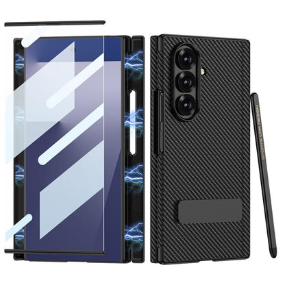 GKK Magnetic Folding Leather One-Line Rotating Holder Phone Case with Magnetic Stylus, For Samsung Galaxy Z TriFold