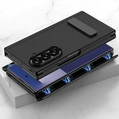 GKK Magnetic Folding Leather One-Line Rotating Holder Phone Case, For Samsung Galaxy Z TriFold