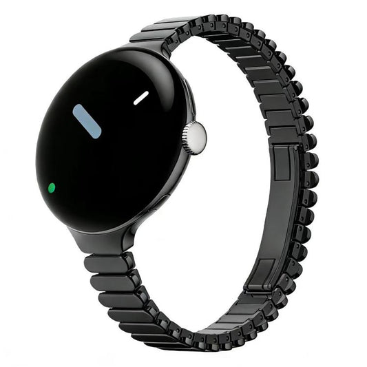 Slim Oval One Bead Butterfly Buckle Stainless Steel Watch Band, For Google Pixel Watch 4 / 3 / 2 / 1 41mm