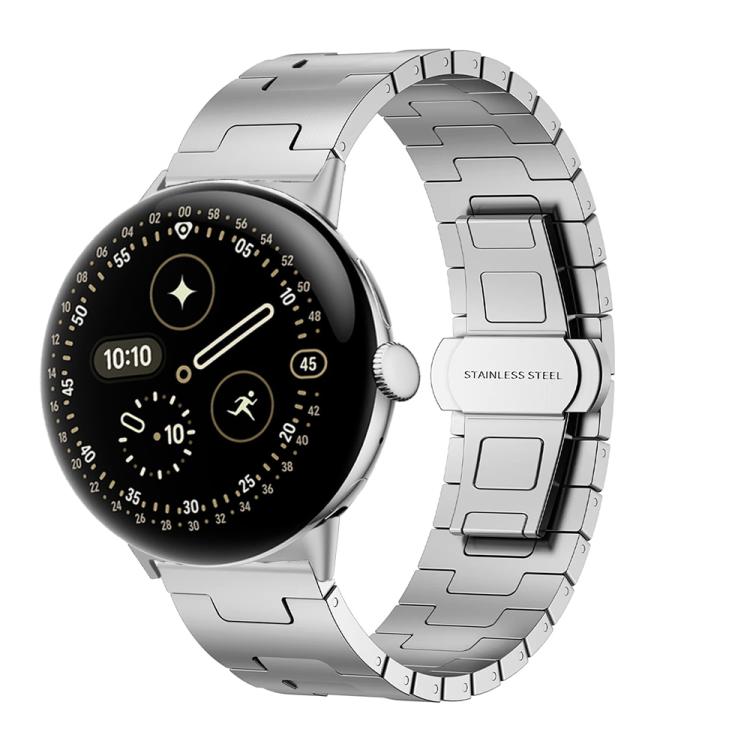 H-Shaped Butterfly Clasp Stainless Steel Watch Band, For Google Pixel Watch 4 / 3 45mm