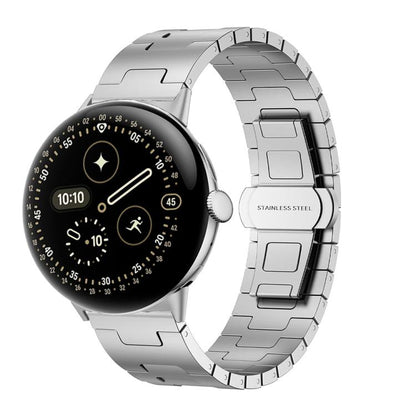 H-Shaped Butterfly Clasp Stainless Steel Watch Band, For Google Pixel Watch 4 / 3 45mm