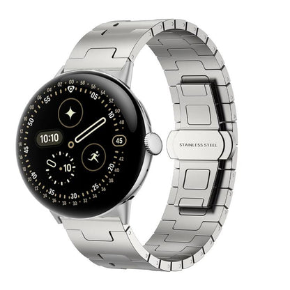 H-Shaped Butterfly Clasp Stainless Steel Watch Band, For Google Pixel Watch 4 / 3 45mm