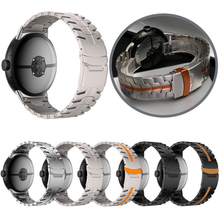 Split Design Iron Man Safety Buckle Titanium Alloy Watch Band, For Google Pixel Watch 4 / 3 45mm