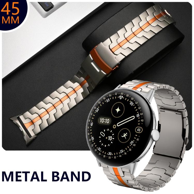 Split Design Iron Man Safety Buckle Titanium Alloy Watch Band, For Google Pixel Watch 4 / 3 45mm