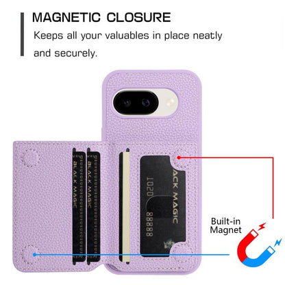 Litchi Pattern Magnetic Card Bag Holder Phone Case, For Google Pixel 9a, For Google Pixel 9