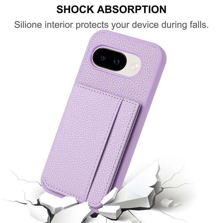 Litchi Pattern Magnetic Card Bag Holder Phone Case, For Google Pixel 9a, For Google Pixel 9
