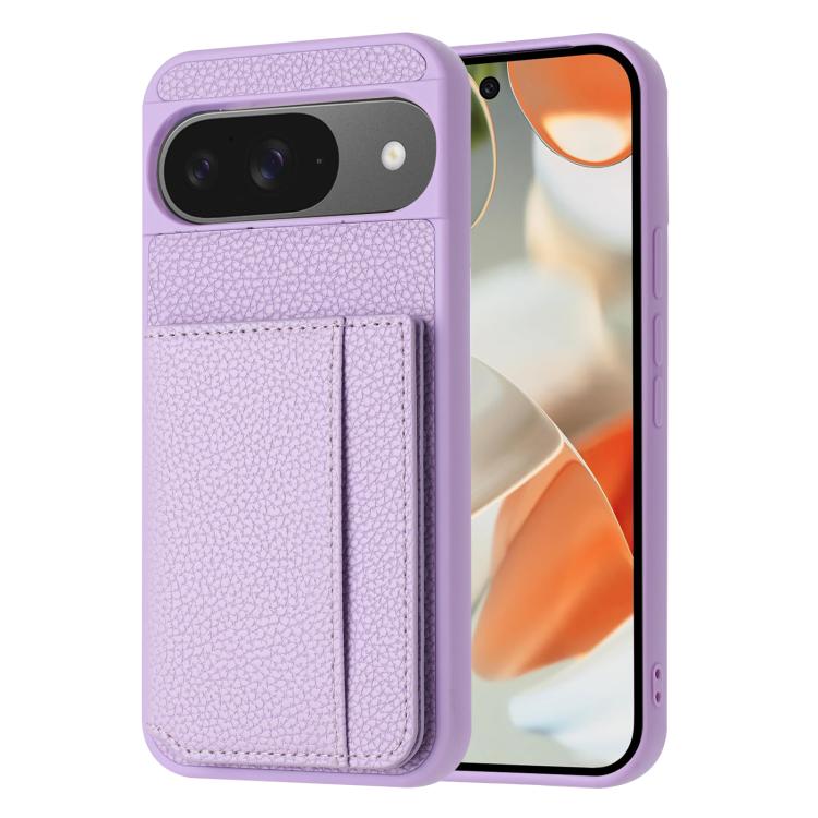 Litchi Pattern Magnetic Card Bag Holder Phone Case, For Google Pixel 9a, For Google Pixel 9