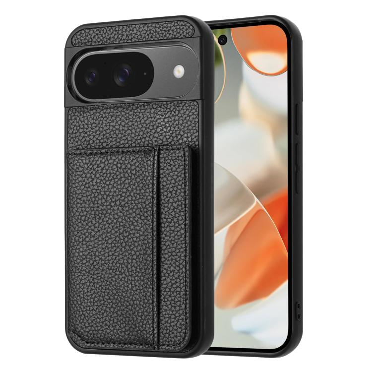 Litchi Pattern Magnetic Card Bag Holder Phone Case, For Google Pixel 9a, For Google Pixel 9