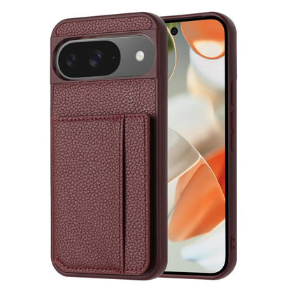 Litchi Pattern Magnetic Card Bag Holder Phone Case, For Google Pixel 9a, For Google Pixel 9