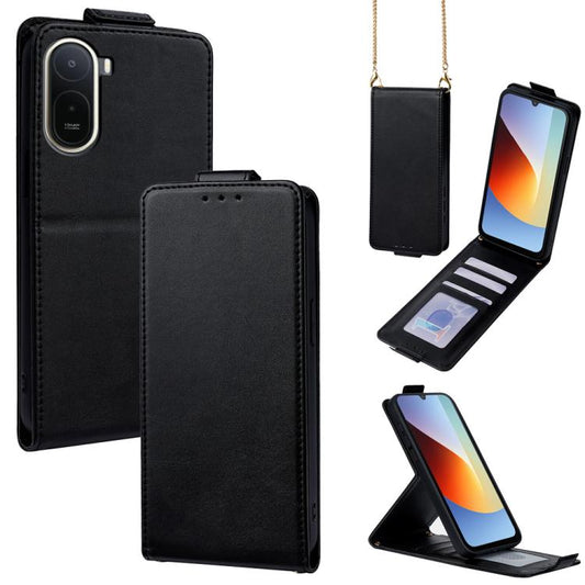 Vertical Flip Cover Solid Color Vegan Leather Phone Case with Crossbody Chain, For Redmi A7 Pro 171mm / Poco C85x 5G, For Redmi Turbo 5 Max/Poco X8 Pro Max 5G, For Redmi Turbo 5 / Poco X8 Pro 5G, For Redmi Note 15 Pro+ 5G Global 163.3mm                ...