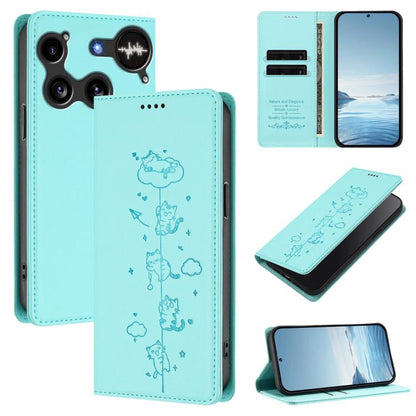 Cute Cats Embossed Magnetic RFID Vegan Leather Phone Case, For Nothing Phone 4a Pro, For Nothing Phone 4a, For Nothing Phone 3a Lite, For Nothing Phone 3, For Nothing CMF Phone 2 Pro, For Nothing Phone 3a, For Nothing Phone 3a Pro, For Nothing CMF Phon...