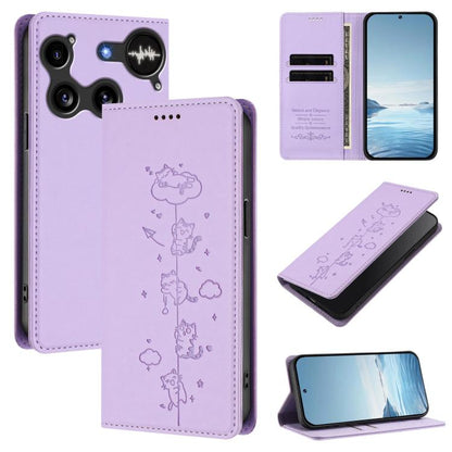 Cute Cats Embossed Magnetic RFID Vegan Leather Phone Case, For Nothing Phone 4a Pro, For Nothing Phone 4a, For Nothing Phone 3a Lite, For Nothing Phone 3, For Nothing CMF Phone 2 Pro, For Nothing Phone 3a, For Nothing Phone 3a Pro, For Nothing CMF Phon...