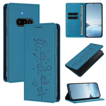 Cute Cats Embossed Magnetic RFID Vegan Leather Phone Case, For Nothing Phone 4a Pro, For Nothing Phone 4a, For Nothing Phone 3a Lite, For Nothing Phone 3, For Nothing CMF Phone 2 Pro, For Nothing Phone 3a, For Nothing Phone 3a Pro, For Nothing CMF Phon...