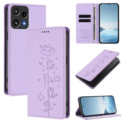 Cute Cats Embossed Magnetic RFID Vegan Leather Phone Case, For Nothing Phone 4a Pro, For Nothing Phone 4a, For Nothing Phone 3a Lite, For Nothing Phone 3, For Nothing CMF Phone 2 Pro, For Nothing Phone 3a, For Nothing Phone 3a Pro, For Nothing CMF Phon...